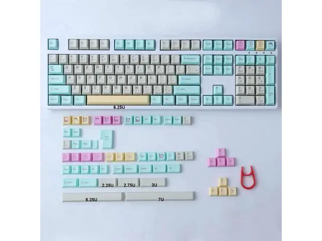 Alt view image 2 of 7 - 166 Keys Cherry Profile PBT Keycaps Dye Sublimation Japanese Cute Style with 6.25u 7u Spacebar Fit MX Mechanical Switches Analog Dreams