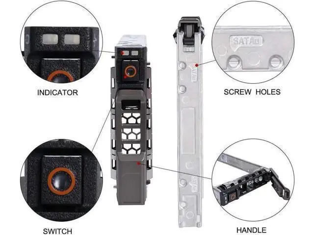 Alt view image 3 of 6 - 2.5" SFF SAS SATA HDD SSD Drive Tray Caddy 4Pack, G176J Compatible for Dell PowerEdge R610 T610 R620 R710 T710 R720 R815 R820 Servers