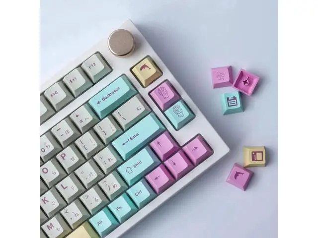 Alt view image 6 of 7 - 166 Keys Cherry Profile PBT Keycaps Dye Sublimation Japanese Cute Style with 6.25u 7u Spacebar Fit MX Mechanical Switches Analog Dreams