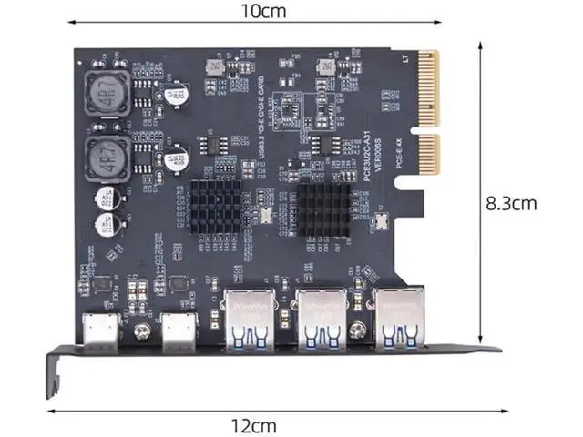 Alt view image 3 of 7 - 10Gbps PCI-E Express Expansion Card, 3 Type-A USB 3.0 + Dual USB 3.1 Type-C Back Panel Adapter, Built-in ASM3142 VL822 Controller Chip