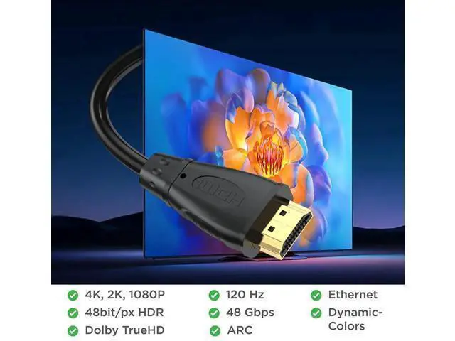 Alt view image 3 of 7 - 6FT HDMI 2.0 Cable 5-Pack 4K@60Hz High Speed Cord Supports ARC/eARC HDR HDCP 2.2 for TV Soundbar PS5 PS4 Xbox Roku Monitor PC Gaming