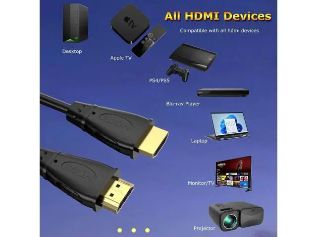 Alt view image 6 of 7 - 6FT HDMI 2.0 Cable 5-Pack 4K@60Hz High Speed Cord Supports ARC/eARC HDR HDCP 2.2 for TV Soundbar PS5 PS4 Xbox Roku Monitor PC Gaming