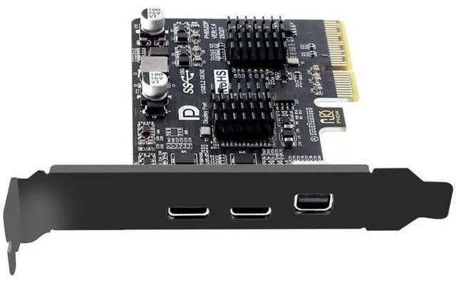 Main image of 10Gbps PCI-E 4X Expansion Card, Mini DP 1.4 Input to Dual USB3.1 Type-C & 4K 60Hz Output, ASM3142 Chip Desktop Graphics Expansion Adapter
