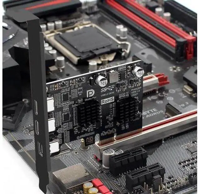 Alt view image 4 of 7 - 10Gbps PCI-E 4X Expansion Card, Mini DP 1.4 Input to Dual USB3.1 Type-C & 4K 60Hz Output, ASM3142 Chip Desktop Graphics Expansion Adapter