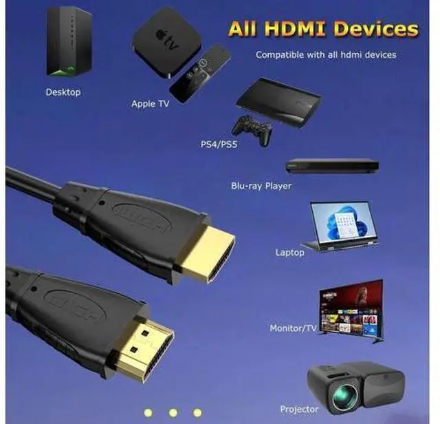 Alt view image 5 of 7 - 8FT HDMI 2.0 Cable 5-Pack 4K@60Hz High Speed Male-to-Male Cord CL3 Rated ARC for Soundbar Laptop Monitor PS5 PS4 Xbox One Fire TV
