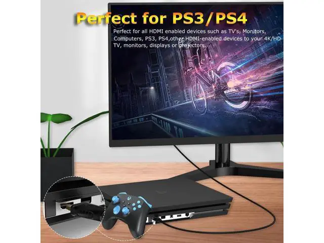 Alt view image 6 of 7 - 8FT HDMI 2.0 Cable 5-Pack 4K@60Hz High Speed Male-to-Male Cord CL3 Rated ARC for Soundbar Laptop Monitor PS5 PS4 Xbox One Fire TV
