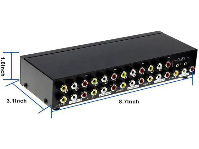 Alt view image 3 of 5 - 8 in 1 Out 3 RCA AV Switcher Box, 8-Way Composite Video Audio RCA Selector Switch 8x1