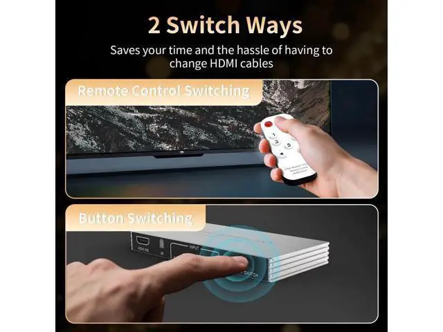 Alt view image 5 of 7 - 5 in 1 Out HDMI 2.1 Switch, 8K@60Hz 4K@240Hz HDMI Switcher Splitter with Power Adapter, Support HDR10+ HDCP 2.3 CEC, Compatible with PS5 PS4 Xbox Nintendo Switch Roku Apple TV Fire Stick