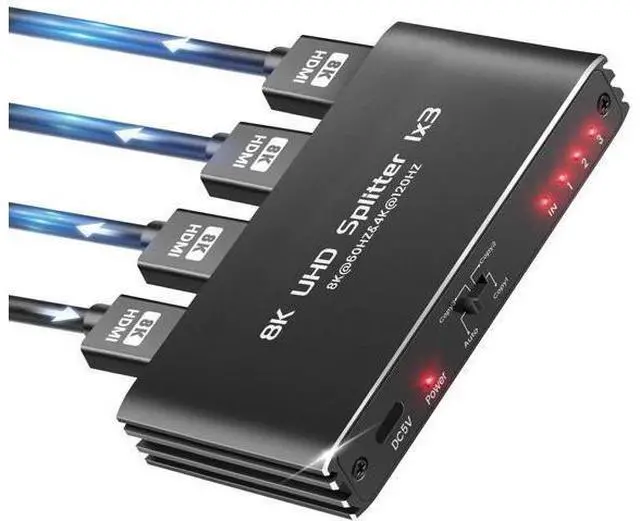 Main image of 1 in 3 Out HDMI 2.1 Splitter 8K@60Hz, 1×3 Mirror Only HDMI Splitter for Multiple Monitors, Support 4K@120Hz 48Gbps HDCP 2.3 RGB 4:4:4 for Gaming