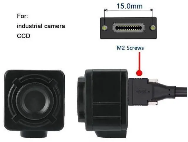Alt view image 2 of 7 - 16.4FT/5M USB 3.1 Type-C Dual Locking to USB 3.0 Cable, Panel Mount Screw Lock Type-C Data Transfer Cord for Camera Recorder