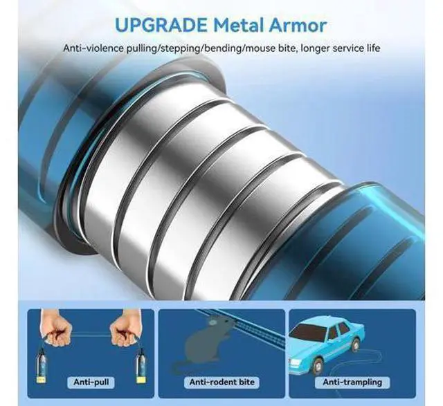 Alt view image 6 of 7 - 30Ft 8K Fiber Optic HDMI 2.1 Cable 48Gbps High Speed with Metal Armor Jacket 8K@60Hz 4K@120Hz Male to Male for PS5 PC HDTV Projector