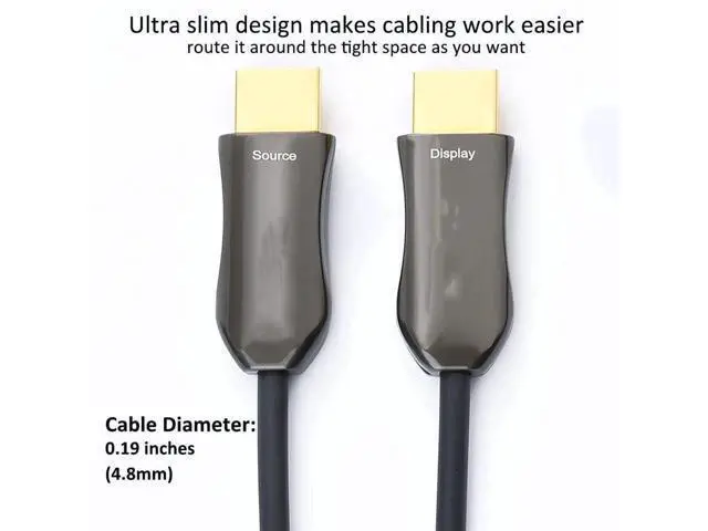 Alt view image 5 of 7 - 50ft 4K Fiber Optic HDMI 2.0 Cable 4K@60Hz 18Gbps High Speed Slim UHD Video Cord for Monitor Projector TV PC