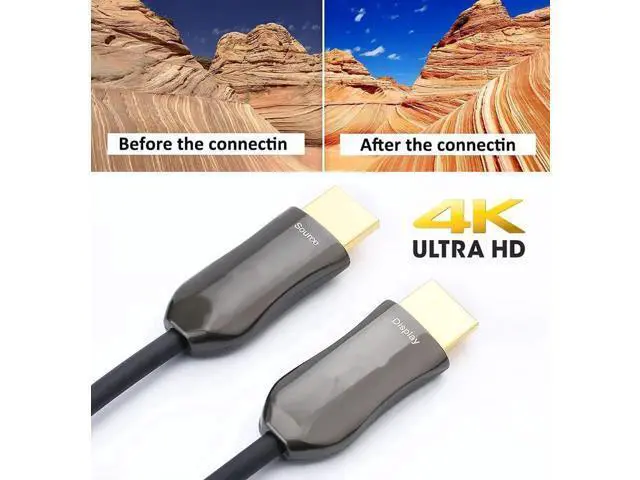 Alt view image 6 of 7 - 50ft 4K Fiber Optic HDMI 2.0 Cable 4K@60Hz 18Gbps High Speed Slim UHD Video Cord for Monitor Projector TV PC