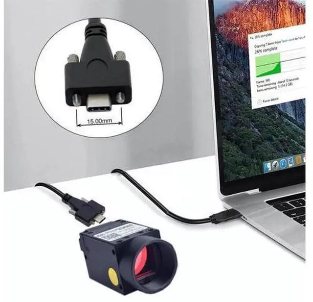 Alt view image 4 of 7 - 16.4FT/5M USB 3.1 Type-C Dual Locking to USB 3.0 Cable, Panel Mount Screw Lock Type-C Data Transfer Cord for Camera Recorder