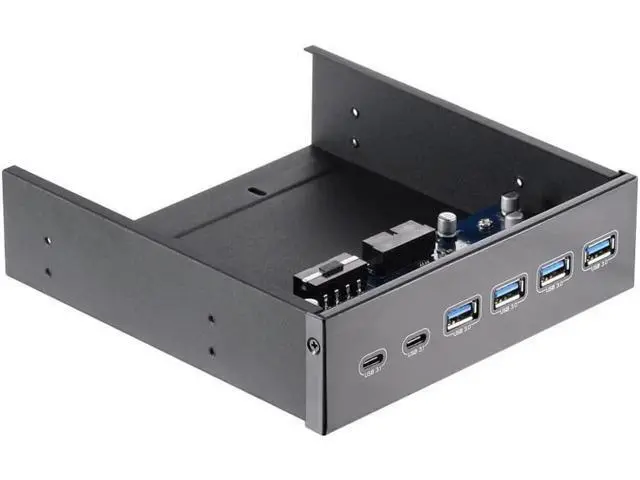 Alt view image 4 of 7 - 5.25 Inch Front Bay USB Hub, 2-Port USB 3.1 & 4-Port USB 3.0 High Speed 5Gbps Hub, Computer Case Optical Drive Bay Converter Front Panel