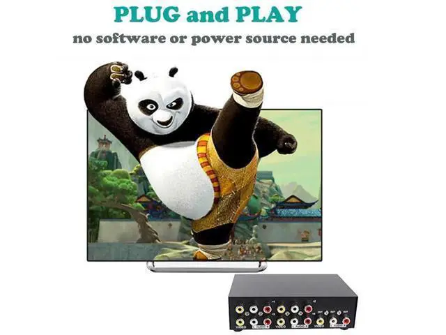 Alt view image 3 of 6 - 4 in 1 Out 4-Way RCA AV Switch, Composite Video L/R Stereo Audio Selector Box, Compatible with DVD VCR VHS AV Receiver PS2 Nintendo Game Consoles