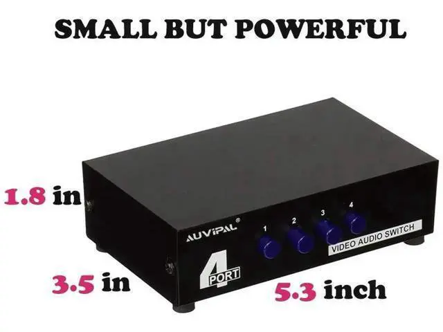 Alt view image 6 of 6 - 4 in 1 Out 4-Way RCA AV Switch, Composite Video L/R Stereo Audio Selector Box, Compatible with DVD VCR VHS AV Receiver PS2 Nintendo Game Consoles
