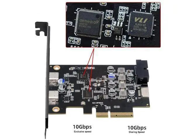 Alt view image 4 of 7 - PCI-E Express Card to Type-E USB 3.1 Front Panel Socket Adapter, ASM3142 VL822 Chip, USB3.0 19Pin 20Pin & Dual USB-C Type-C Expansion Card for Desktop Motherboard