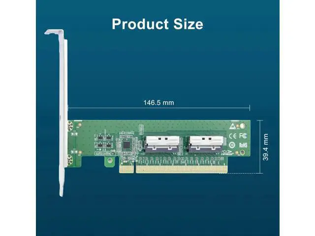 Alt view image 7 of 7 - 2xMCIO 74Pin 8I to PCIe X16 Adapter Card, Gen5 PCIe 5.0 High Speed Bifurcation Expansion Card for Server Storage