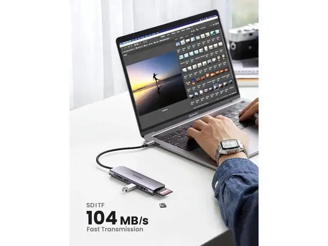 Alt view image 4 of 7 - UGREEN 6-in-1 USB C Hub Dongle, USB-C to 4K HDMI Multiport Adapter with 3 USB 3.0 Ports SD/TF Card Reader Compatible with MacBook Pro, Dell XPS and All Type C Devices