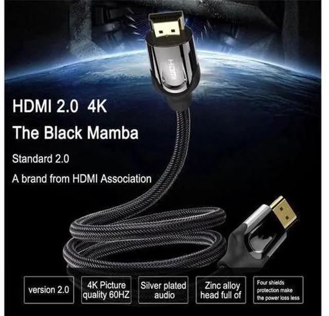 Alt view image 6 of 7 - HDMI 2.0 Cable, High Speed HDMI 2.0 4K Ultra HD Silver Cable Supports Ethernet, Xbox Play Station, PS3, PS4, PC, TV (2m/6.5ft, Black)