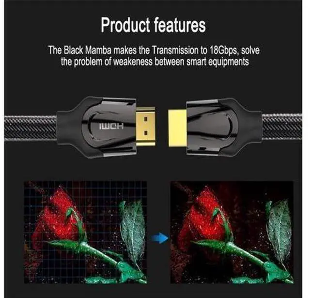 Alt view image 7 of 7 - HDMI 2.0 Cable, High Speed HDMI 2.0 4K Ultra HD Silver Cable Supports Ethernet, Xbox Play Station, PS3, PS4, PC, TV (2m/6.5ft, Black)