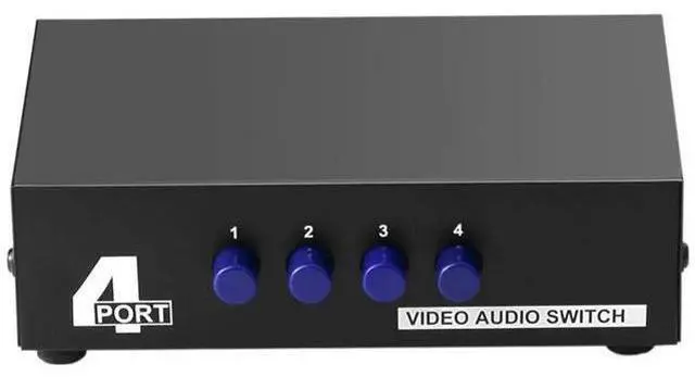 Alt view image 3 of 3 - 4Port RCA AV Switch Box, 4 in 1 Out Composite Audio Video Selector Hub for TV