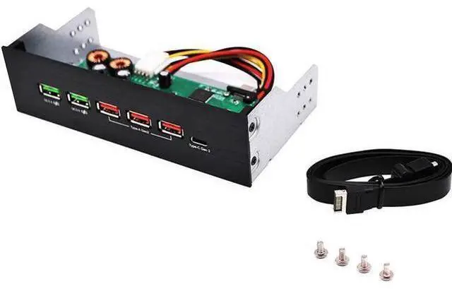 Alt view image 3 of 6 - 5.25 Inch USB 3.1 Gen2 Front Panel Hub, 10Gbps High Speed Type-C Hub with QC 3.0 Quick Charging Port for Desktop PC