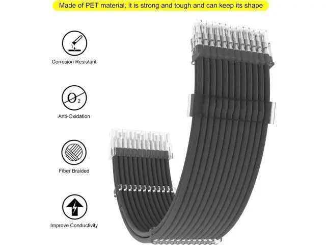 Alt view image 4 of 6 - Black Custom Sleeved PSU Extension Cable Kit, 6PCS 18AWG Mod Power Supply Cables, 24Pin ATX / 4+4 Pin EPS CPU / 6+2 Pin PCIe GPU Extension Cables with Cable Combs for Black Theme PC Modding