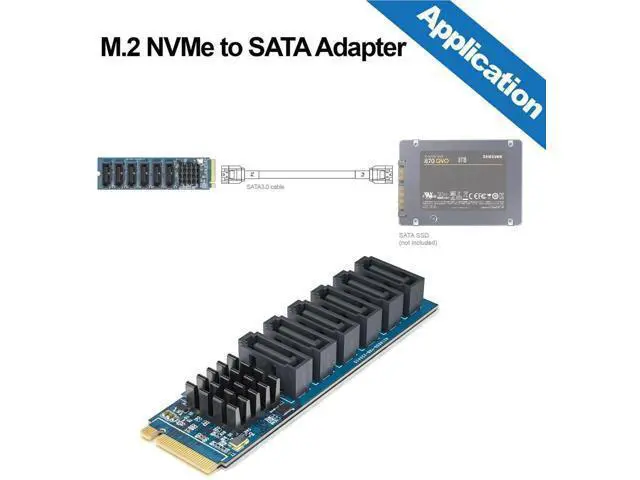 Alt view image 2 of 4 - M.2 M Key to SATA 3.0 Adapter Card, ASMedia ASM1166 Chip, M.2 PCIe to SATA Expansion Card with LED Indicator, Compatible with SSD HDD for Desktop PC, Full Mounting Tools Included
