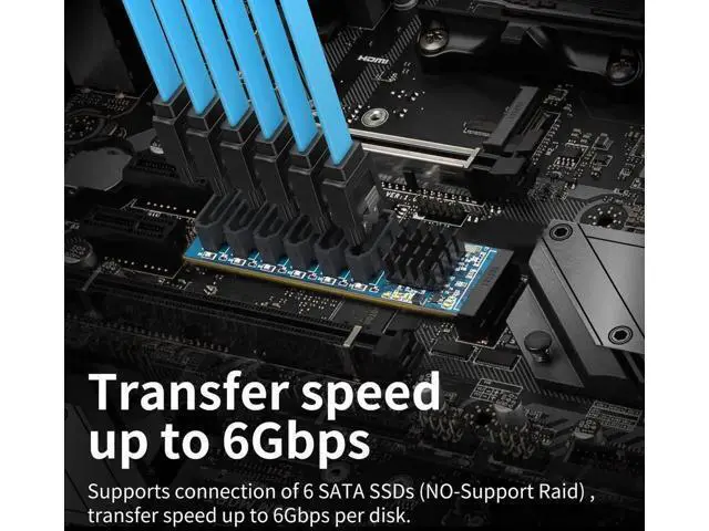 Alt view image 3 of 4 - M.2 M Key to SATA 3.0 Adapter Card, ASMedia ASM1166 Chip, M.2 PCIe to SATA Expansion Card with LED Indicator, Compatible with SSD HDD for Desktop PC, Full Mounting Tools Included