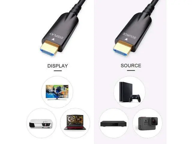 Alt view image 2 of 6 - 25ft Fiber Optic HDMI Cable 4K@60Hz High Speed Long Cord, 1080P 3D ARC HDCP CEC for TV Monitor Projector Computer (25ft Black)