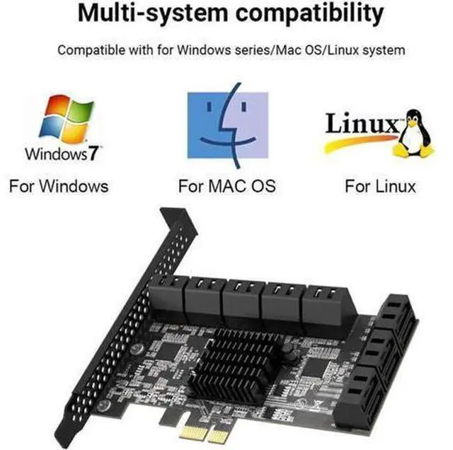 Alt view image 2 of 7 - 16-Port PCIe SATA 3.0 Expansion Card, PCIe 1X to SATA III 6Gbps Controller Adapter Card, Multi-Port Hard Disk Riser Card for Desktop PC Storage Expansion