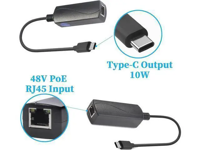 Alt view image 3 of 7 - PoE to USB-C Adapter Converter, IEEE 802.3af PoE to 5V/2A Type-C Output with 10/100Mbps Ethernet, Wired Network & Power Charging Combo for Phone Tablet, Plug and Play