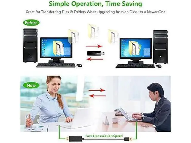 Alt view image 4 of 4 - USB 2.0 PC to PC Data Transfer Cable, Easy Link Direct Transfer Cord for Windows & Mac, High-Speed Data Sharing, 2M Black