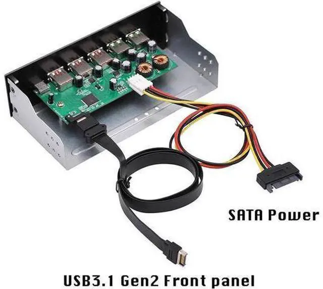 Alt view image 4 of 6 - 5.25 Inch USB 3.1 Gen2 Front Panel Hub, 10Gbps High Speed Type-C Hub with QC 3.0 Quick Charging Port for Desktop PC