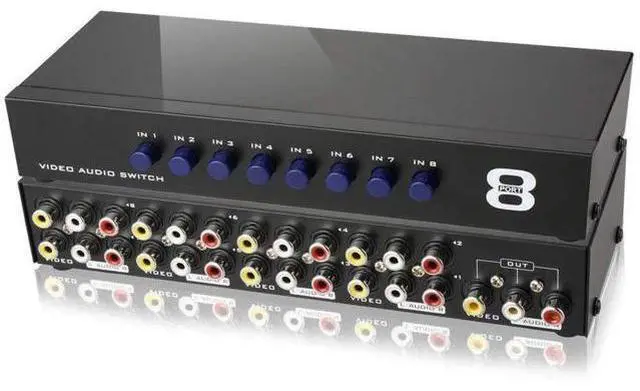 Main image of 8Port RCA AV Switch Box, 8 in 1 Out Composite Audio Video Selector Splitter Hub for TV
