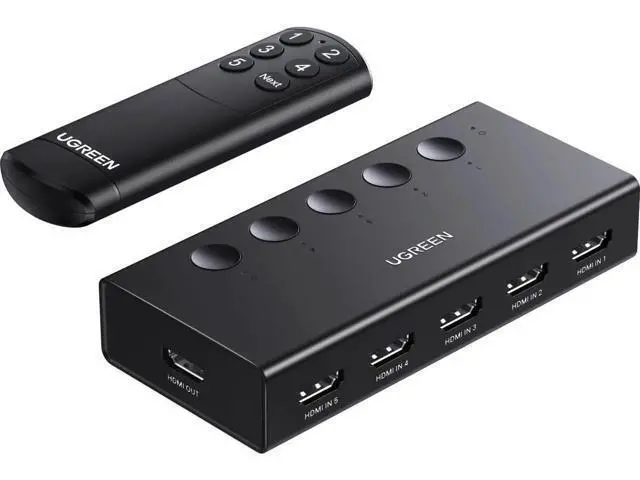 Main image of UGREEN 5Port HDMI Switch 5 in 1 Out 4K@60Hz, HDMI Switcher Splitter with Remote Control, Supports 3D CEC HDR HDCP2.2, Compatible with PS5 PS4 PS3 Xbox Nintendo Switch Roku TV Fire Stick