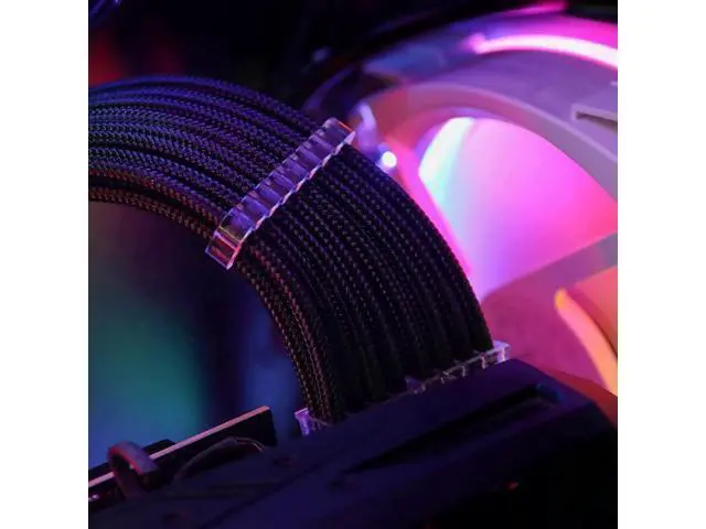 Alt view image 6 of 6 - Black Custom Sleeved PSU Extension Cable Kit, 6PCS 18AWG Mod Power Supply Cables, 24Pin ATX / 4+4 Pin EPS CPU / 6+2 Pin PCIe GPU Extension Cables with Cable Combs for Black Theme PC Modding