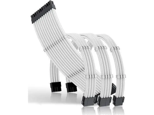 Alt view image 7 of 7 - 30CM White Fiber Braided PSU Extension Cable Kit, Custom Sleeved ATX EPS PCIe Power Supply Cables with Cable Combs for PC Modding