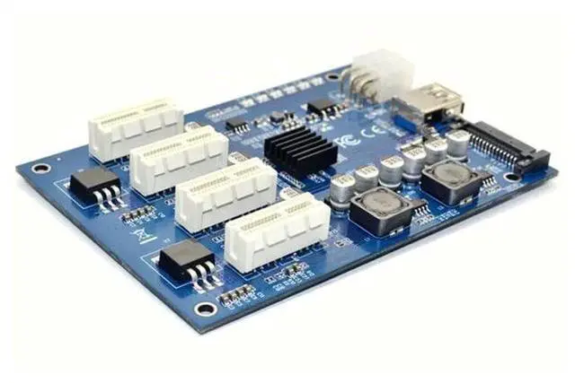 Alt view image 4 of 4 - M.2 M Key / PCI-E X1 to 4 PCI-E X16 Expansion Card, 1 to 4 Port PCIe Switch Multiplier HUB with 6Pin SATA USB Power Riser Card for BTC ETH Mining