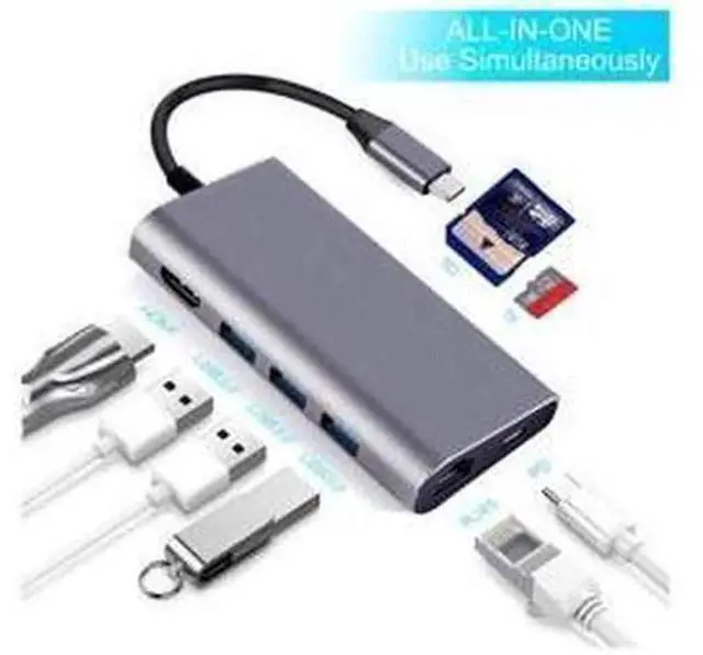 Alt view image 2 of 5 - Hub USB C 8 en 1 en Aluminium, Adaptateur Multiport Type C Combo Compatible avec MacBook Pro