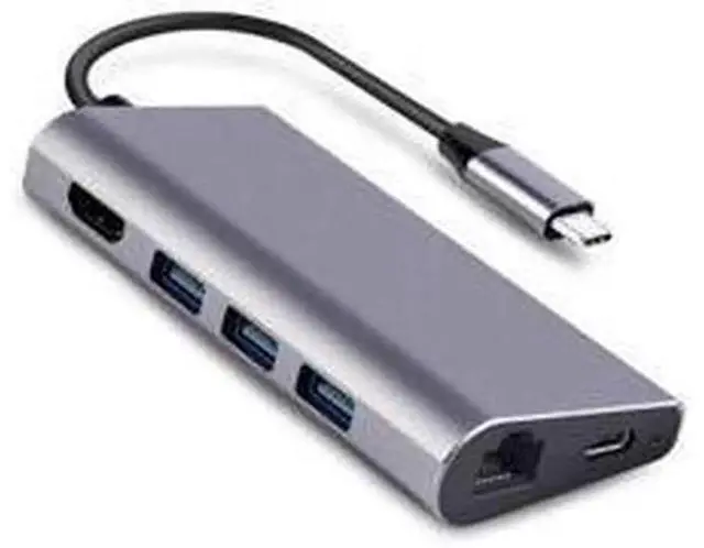Alt view image 4 of 5 - Hub USB C 8 en 1 en Aluminium, Adaptateur Multiport Type C Combo Compatible avec MacBook Pro
