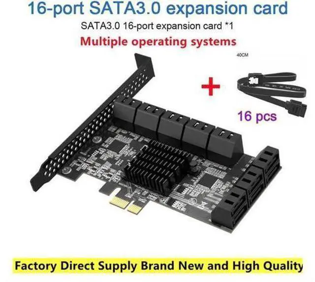 Alt view image 4 of 7 - 16-Port PCIe SATA 3.0 Expansion Card, PCIe 1X to SATA III 6Gbps Controller Adapter Card, Multi-Port Hard Disk Riser Card for Desktop PC Storage Expansion