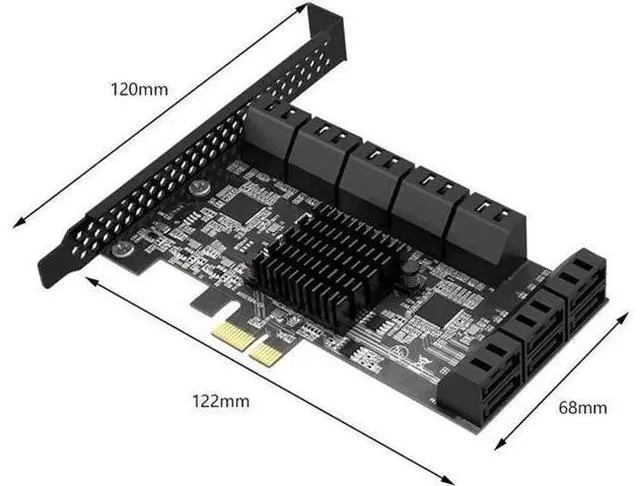 Alt view image 7 of 7 - 16-Port PCIe SATA 3.0 Expansion Card, PCIe 1X to SATA III 6Gbps Controller Adapter Card, Multi-Port Hard Disk Riser Card for Desktop PC Storage Expansion