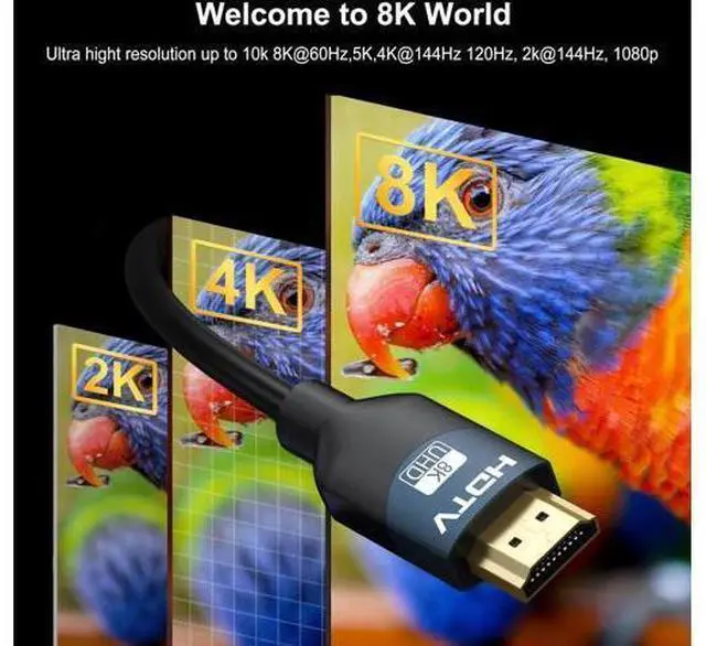 Alt view image 3 of 7 - 8K HDMI 2.1 Cables 3FT 5-Pack High Speed Gaming HDMI Cable 48Gbps 8K@60Hz 4K@165/180/240Hz ARC eARC HDR10 HDCP2.3 for PS5 PS4 Xbox TV Soundbar Monitor PC Roku Cinema