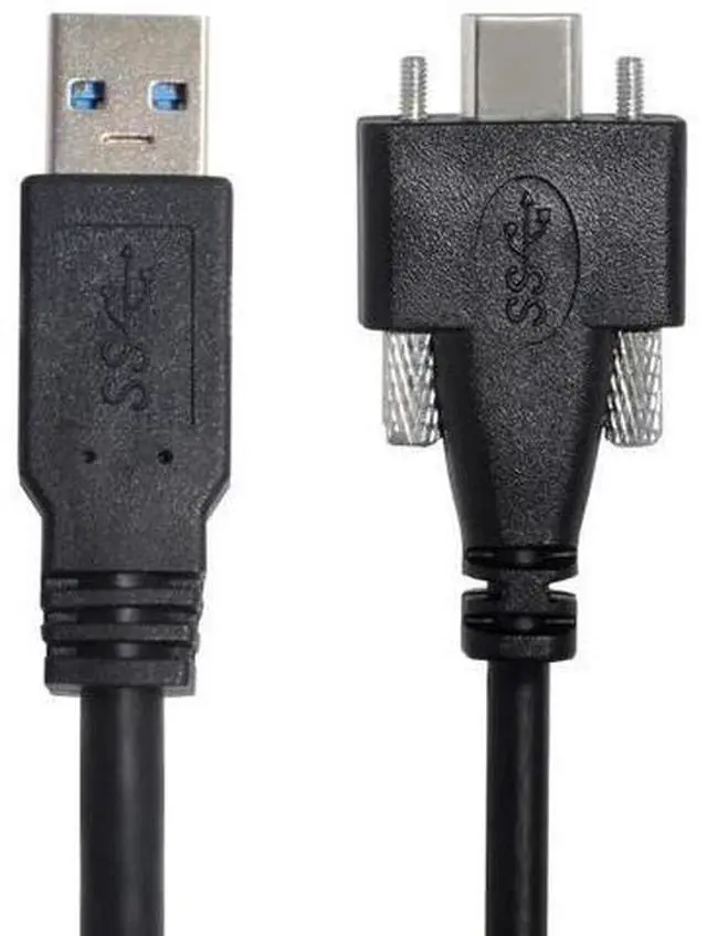 Main image of 5 Meters USB 3.1 Type-C Dual Screw Locking to Standard USB 3.0 Cable, Panel Mount Data Cord Compatible with Camera and Recorder
