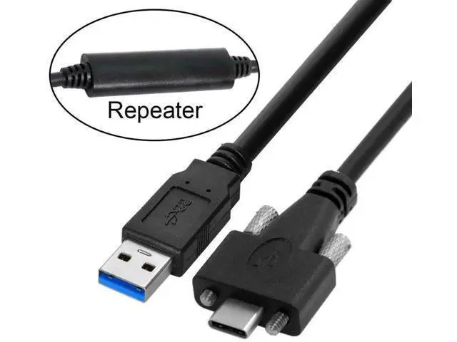Alt view image 2 of 6 - 5 Meters USB 3.1 Type-C Dual Screw Locking to Standard USB 3.0 Cable, Panel Mount Data Cord Compatible with Camera and Recorder