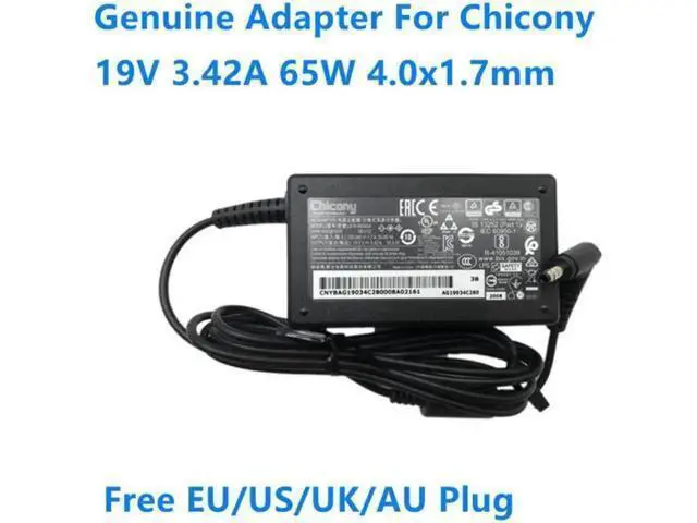 Alt view image 4 of 4 - 65W Laptop AC Charger, 19V 3.42A 4.0x1.7mm Chicony A18-065N3A A065R191P Replacement Power Supply Adapter