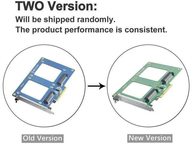 Alt view image 2 of 7 - PCIe 3.0 x8 to Dual U.2 NVMe SSD Adapter Card, SFF-8639 Interface with Full Height Bracket for Server NAS Desktop Storage Expansion
